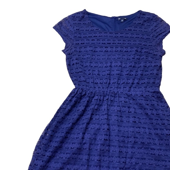 GAP | Knit Blue Dress Size 6 Elastic Waist Two Layer Cotton Blend - Picture 4 of 11